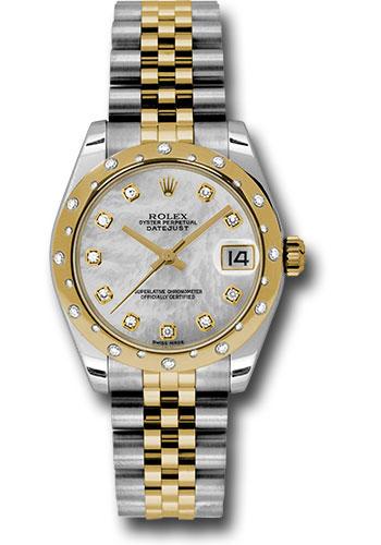 Rolex Steel and Yellow Gold Datejust 31 Watch - 24 Diamond Bezel - Mother-Of-Pearl Diamond Dial - Jubilee Bracelet - 178343