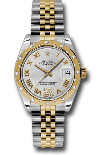 Rolex Steel and Yellow Gold Datejust 31 Watch - 24 Diamond Bezel - Silver Diamond Roman Vi Roman Dial - Jubilee Bracelet - 178343