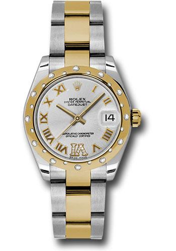 Rolex Steel and Yellow Gold Datejust 31 Watch - 24 Diamond Bezel - Silver Diamond Roman Vi Roman Dial - Oyster Bracelet - 178343