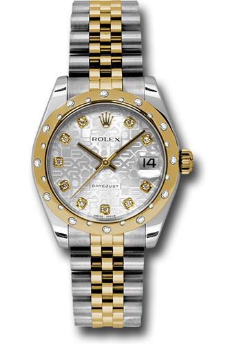 Rolex Steel and Yellow Gold Datejust 31 Watch - 24 Diamond Bezel - Silver Jubilee Diamond Dial - Jubilee Bracelet - 178343