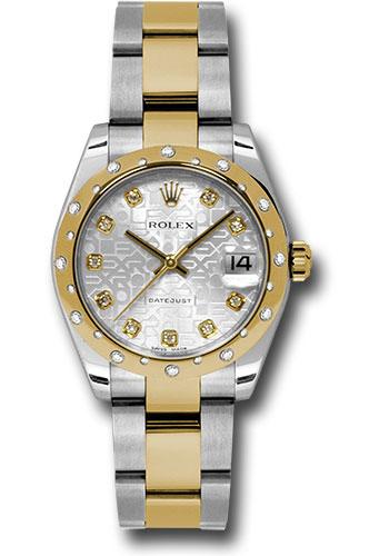 Rolex Steel and Yellow Gold Datejust 31 Watch - 24 Diamond Bezel - Silver Jubilee Diamond Dial - Oyster Bracelet - 178343