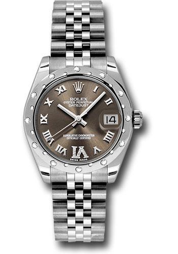 Rolex Steel and White Gold Datejust 31 Watch - 24 Diamond Bezel - Bronze Diamond Roman Vi Roman Dial - Jubilee Bracelet - 178344