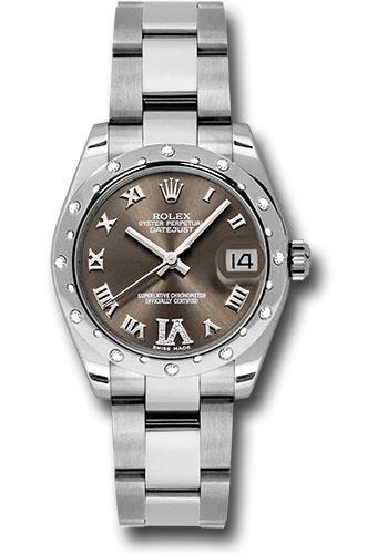 Rolex Steel and White Gold Datejust 31 Watch - 24 Diamond Bezel - Bronze Diamond Roman Vi Roman Dial - Oyster Bracelet - 178344