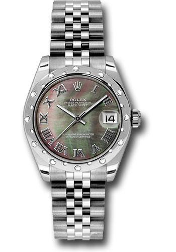 Rolex Steel and White Gold Datejust 31 Watch - 24 Diamond Bezel - Dark Mother-Of-Pearl Roman Dial - Jubilee Bracelet - 178344