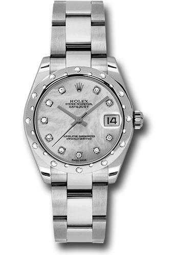 Rolex Steel and White Gold Datejust 31 Watch - 24 Diamond Bezel - Mother-Of-Pearl Diamond Dial - Oyster Bracelet - 178344