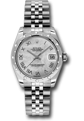 Rolex Steel and White Gold Datejust 31 Watch - 24 Diamond Bezel - Mother-Of-Pearl Roman Dial - Jubilee Bracelet - 178344