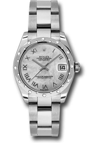 Rolex Steel and White Gold Datejust 31 Watch - 24 Diamond Bezel - Mother-Of-Pearl Roman Dial - Oyster Bracelet - 178344