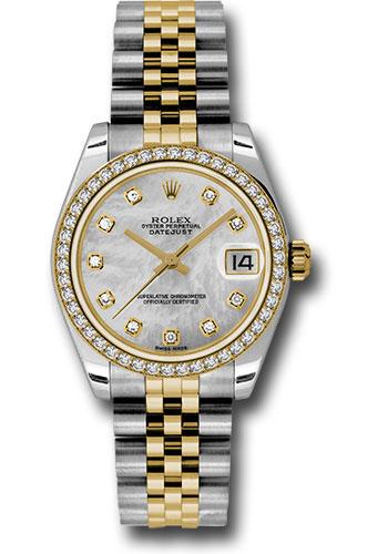 Rolex Steel and Yellow Gold Datejust 31 Watch - 46 Diamond Bezel - Mother-Of-Pearl Diamond Dial - Jubilee Bracelet - 178383