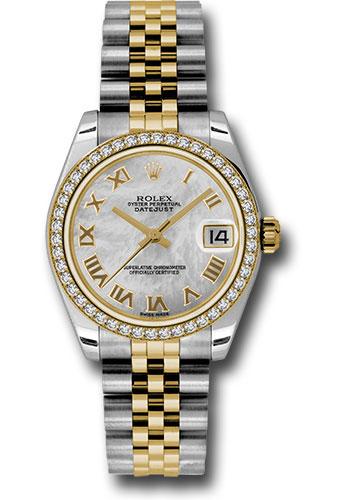 Rolex Steel and Yellow Gold Datejust 31 Watch - 46 Diamond Bezel - Mother-Of-Pearl Roman Dial - Jubilee Bracelet - 178383