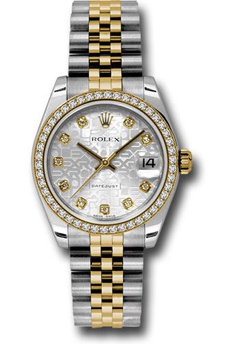 Rolex Steel and Yellow Gold Datejust 31 Watch - 46 Diamond Bezel - Silver Jubilee Diamond Dial - Jubilee Bracelet - 178383