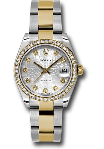 Rolex Steel and Yellow Gold Datejust 31 Watch - 46 Diamond Bezel - Silver Jubilee Diamond Dial - Oyster Bracelet - 178383