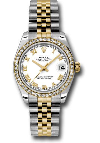 Rolex Steel and Yellow Gold Datejust 31 Watch - 46 Diamond Bezel - White Roman Dial - Jubilee Bracelet - 178383