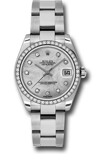 Rolex Steel and White Gold Datejust 31 Watch - 46 Diamond Bezel - Mother-Of-Pearl Diamond Dial - Oyster Bracelet - 178384 mdo