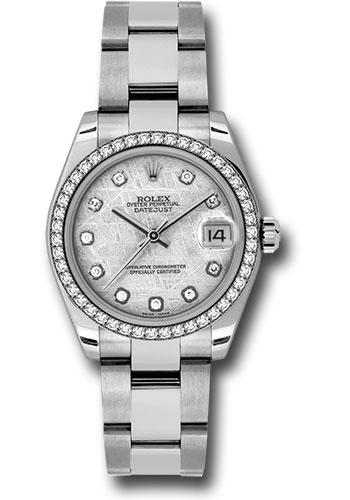 Rolex Steel and White Gold Datejust 31 Watch - 46 Diamond Bezel - Meteorite Diamond Dial - Oyster Bracelet - 178384