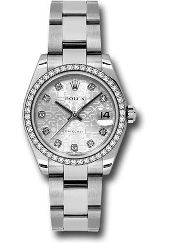 Rolex Steel and White Gold Datejust 31 Watch - 46 Diamond Bezel - Silver Jubilee Diamond Dial - Oyster Bracelet - 178384
