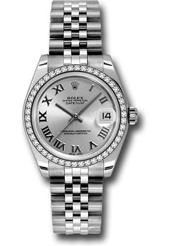 Rolex Steel and White Gold Datejust 31 Watch - 46 Diamond Bezel - Silver Roman Dial - Jubilee Bracelet - 178384