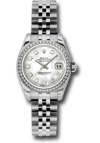 Rolex Steel and White Gold Lady-Datejust 26 Watch - 46 Diamond Bezel - Mother-Of-Pearl Diamond Dial - Jubilee Bracelet - 179384