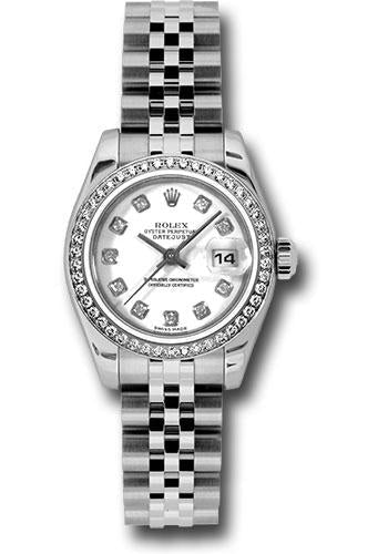Rolex Steel and White Gold Lady-Datejust 26 Watch - 46 Diamond Bezel - White Diamond Dial - Jubilee Bracelet - 179384