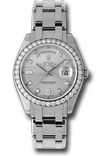Rolex Platinum Day-Date Special Edition 39 Watch - 40 Diamond Bezel - Grey Diamond Dial - 18946