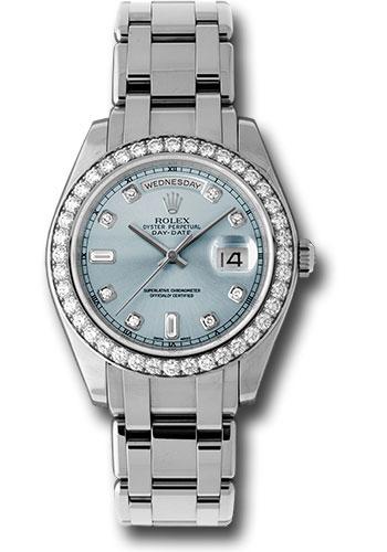Rolex Platinum Day-Date Special Edition 39 Watch - 40 Diamond Bezel - Glacier Blue Diamond Dial - 18946