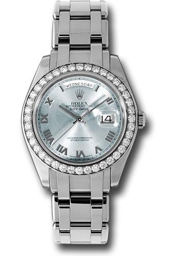 Rolex Platinum Day-Date Special Edition 39 Watch - 40 Diamond Bezel - Glacier Blue Roman Dial - 18946