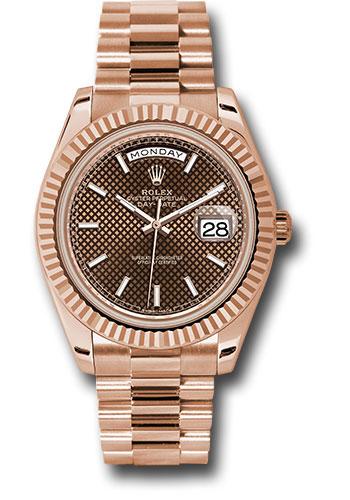 Rolex Day-Date 40 228235 with chocolate diagonal motif index dial