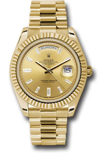 Rolex Day-Date 40 228238 with champagne baguette diamond dial