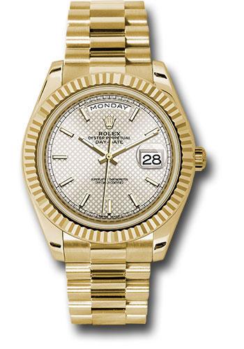 Rolex Day-Date 40 228238 with silver diagonal motif index dial