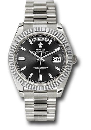 Rolex Day-Date 40 228239 with black baguette diamond dial