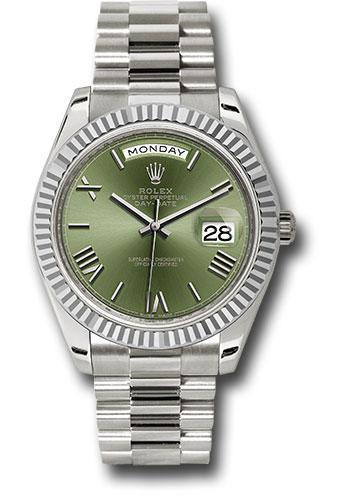 Rolex Day-Date 40 228239 with olive green bevelled Roman dial