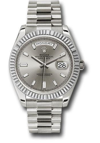 Rolex Day-Date 40 228239 with silver baguette diamond dial