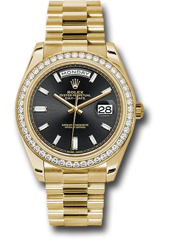 Rolex Day-Date 40 228348RBR with black baguette diamond dial
