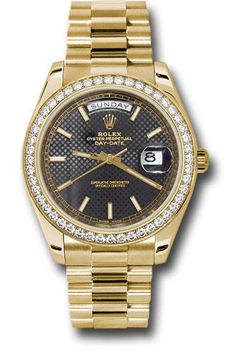 Rolex Day-Date 40 228348RBR with black diagonal motif index dial