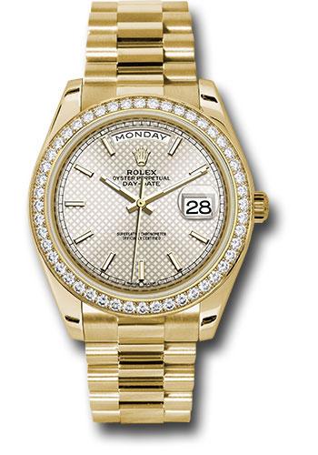 Rolex Day-Date 40 228348RBR with silver diagonal motif index dial