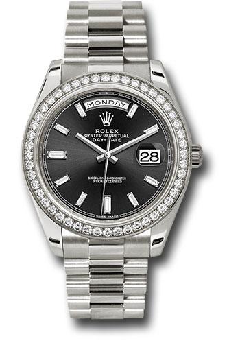 Rolex Day-Date 40 228349RBR with black baguette diamond dial