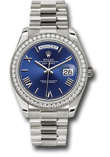 Rolex Day-Date 40 228349RBR with blue bevelled Roman dial