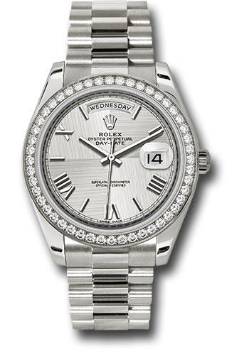 Rolex Day-Date 40 228349RBR with silver quadrant motif bevelled Roman dial