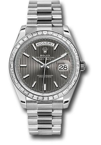 Rolex 950 Platinum Day-Date 40 Watch -  Bezel - Dark Rhodium Index Dial - President Bracelet - 228396TBR