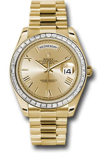 Rolex Yellow Gold Day-Date 40 Watch -  Bezel - Champagne Bevelled Roman Dial - President Bracelet - 228398TBR