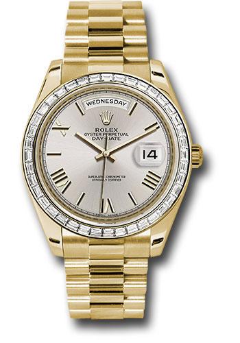 Rolex Yellow Gold Day-Date 40 Watch -  Bezel - Silver Bevelled Roman Dial - President Bracelet - 228398TBR