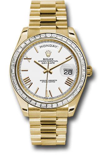 Rolex Yellow Gold Day-Date 40 Watch -  Bezel - White Bevelled Roman Dial - President Bracelet - 228398TBR