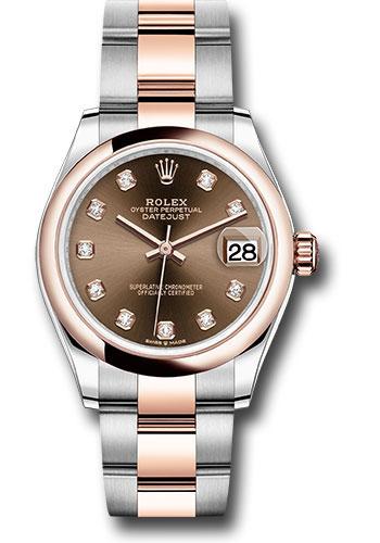 Rolex Steel and Everose Gold Datejust 31 Watch - Domed Bezel - White Roman Dial - Oyster Bracelet - 278241