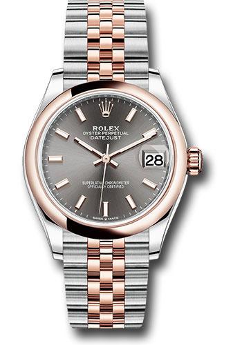 Rolex Steel and Everose Gold Datejust 31 Watch - Domed Bezel - Dark Rhodium Index Dial - Jubilee Bracelet - 278241