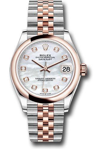 Rolex Steel and Everose Gold Datejust 31 Watch - Domed Bezel - Silver Diamond Dial - Jubilee Bracelet - 278241