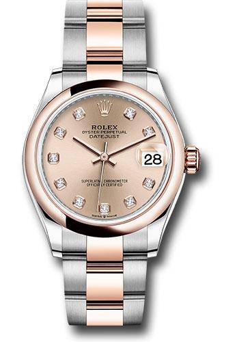 Rolex Steel and Everose Gold Datejust 31 Watch - Domed Bezel - Chocolate Diamond Dial - Oyster Bracelet - 278241