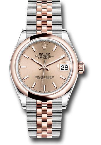 Rolex Steel and Everose Gold Datejust 31 Watch - Domed Bezel - Rose Roman Dial - Jubilee Bracelet - 278241