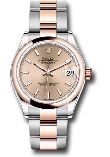 Rolex Steel and Everose Gold Datejust 31 Watch - Domed Bezel - Rose Roman Dial - Oyster Bracelet - 278241