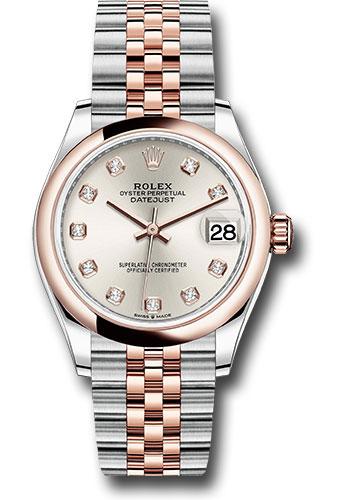 Rolex Steel and Everose Gold Datejust 31 Watch - Domed Bezel - Rose Diamond Dial - Jubilee Bracelet - 278241