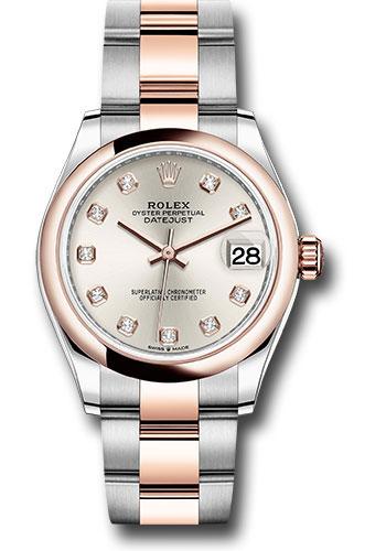 Rolex Steel and Everose Gold Datejust 31 Watch - Domed Bezel - Rose Diamond Dial - Oyster Bracelet - 278241