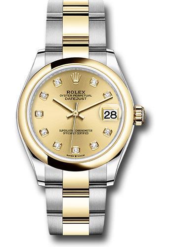 Rolex Steel and Yellow Gold Datejust 31 Watch - Domed Bezel - Champagne Diamond Dial - Oyster Bracelet - 278243